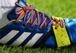 SUPPORT: Professional footballers wear rainbow laces to support homosexuals in the sport