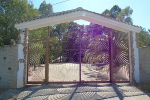 SECLUDED: Large gates hide the house belonging to the Staffords