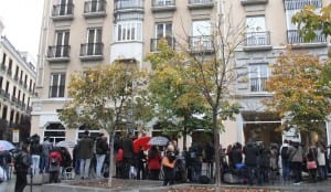 Media outside the Madrid hotel where Rita Barbera was staying