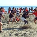 beach rugby action