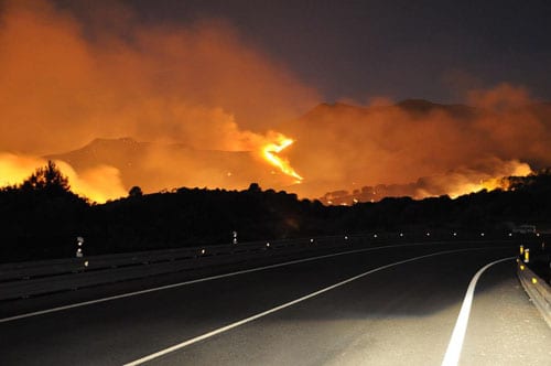 costa del sol fire from Coin Fuengirola Road