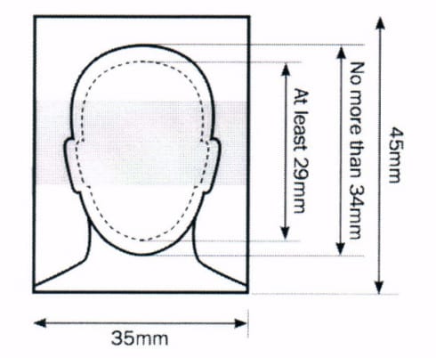 passport photos head size