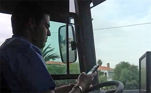 costa del sol bus driver on phone