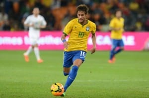 Barcelona's Neymar playing for Brazil 