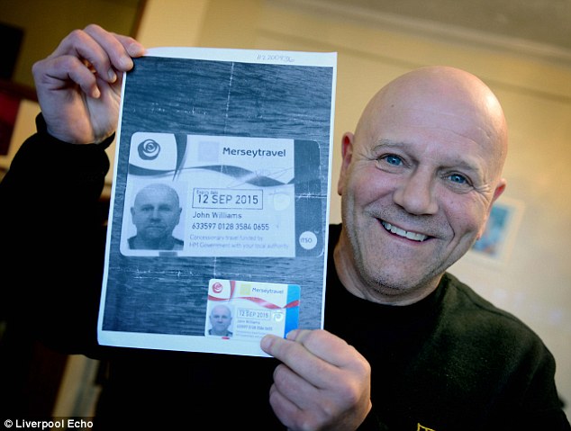 HOME: Williams with the bus pass, picture: Liverpool Echo 