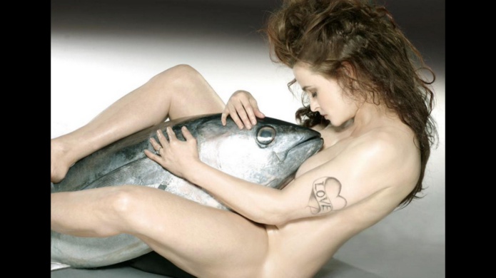 NOT ENOUGH FISH IN THE SEA: Bonham Carter with a tuna