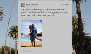 Sandro Rottman on Twitter, "Just finished a day with the most beautiful girl in the Beach Club of Sotogrande! Hope one day I will have one my own". 10:39 AM - 7 Sep 2013