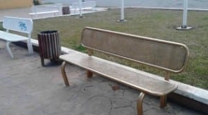 SPRAYED: Golden bench 