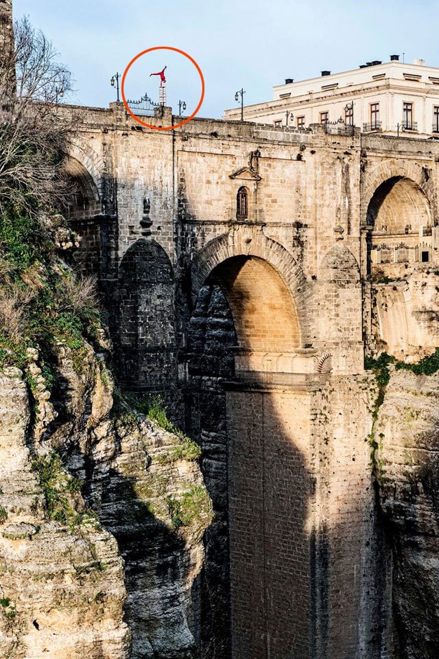 Death-defying Eskil Ronningsbakken has been living life on the edge in Ronda recently while shooting a new television series. Photograph: Alberto Zaldivar.