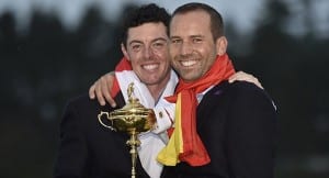 Garcia with World No. 1 Rory Mcillroy and the Ryder Cup