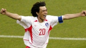 CELEBRATION: South Korea player Myung Bo