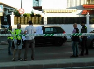MIJAS SHOOTING: The black VW Golf GTi at the scene of the murder