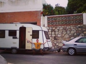 WHEELEY GOOD: Broke student brings caravan from Spain