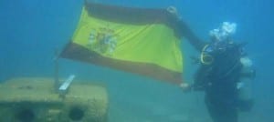 PROVOCATIVE: Scuba diver unveils Spanish flag