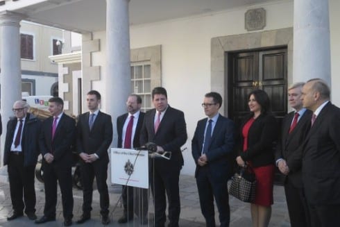 Picardo and ministers outside Number 6