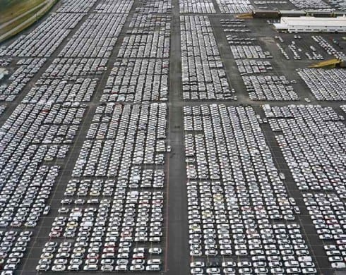 new cars storage lot