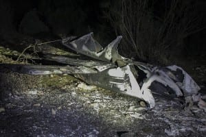 The burnt out wreckage of the light aircraft. Photo: www.lavozderonda.es