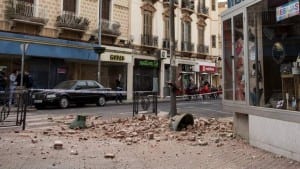 DAMAGE: Melilla street following Monday's quake