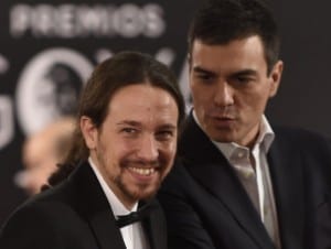 Pablo Iglesias in suit and tie at the 30th annual Goya Film Awards in Madrid