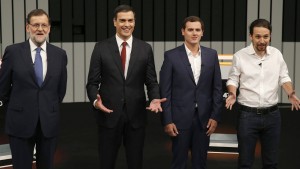 From left: Rajoy, Sanchez, Rivera, and Iglesias