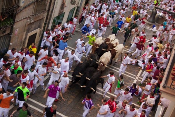 Running of the Bulls on Estafeta Street  e