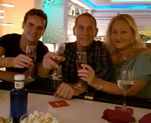 CHEERS: Writer Laurence with pals