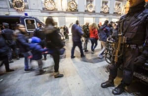 THREAT: Spanish police on patrol in Madrid
