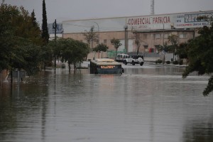 A submerged bus in Malaga