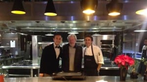 Ridley Scott, centre, with Malaga chef Jose Carlos Garcia, right