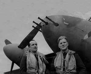 Braham (right), with his radio and radar operator 