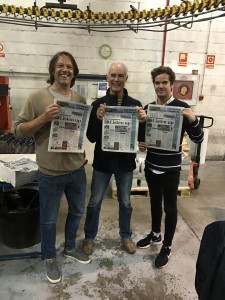 HAT-TRICK: Olive Press editor Jon Clarke (left) and news editor Laurence Dollimore (right) celebrate the launch of the Mallorca Olive Press