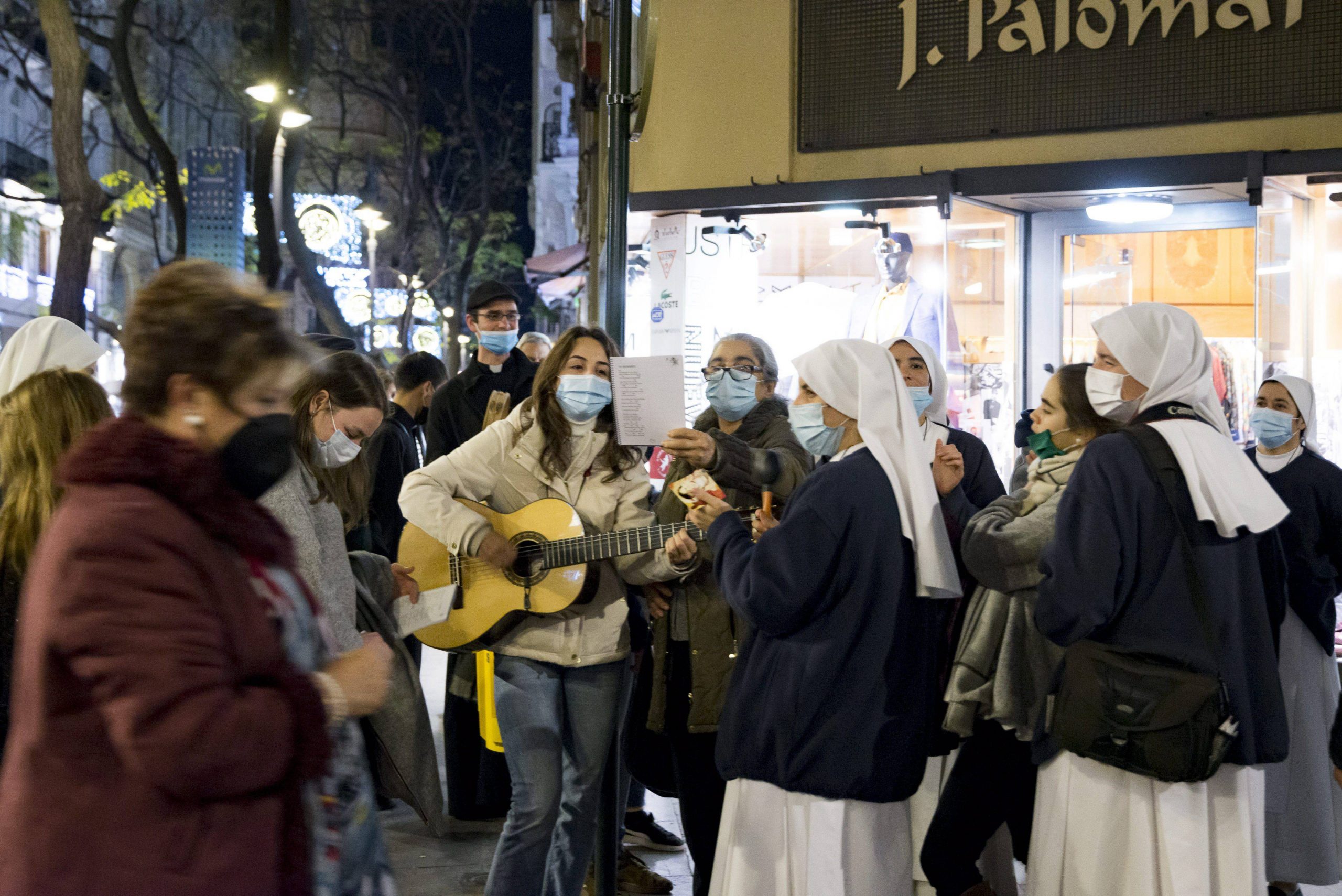 A group of nuns singing carols in Valencia over Christmas