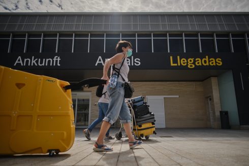 Tourists arrive in Spain Coronavirus airport