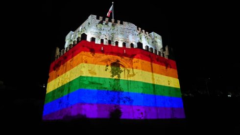 The Moorish Castle Lit Up Last Night With The Colours Of The Lgbtq+ Flag.