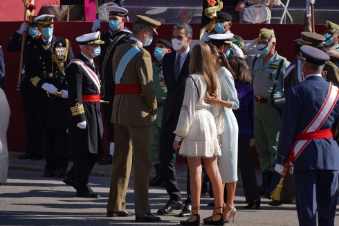 Spanish King Felipe Vi And Queen Letizia Ortiz With Daughter Sofia De Borbon Attending A Military Parade During The Known As Dia De La Hispanidad, Spain's National Day, In Madrid, 12, October 2021