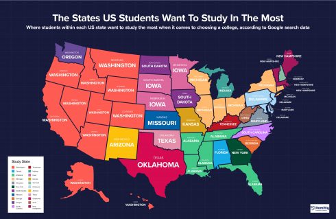 Where The World Wants To Study Us States Map