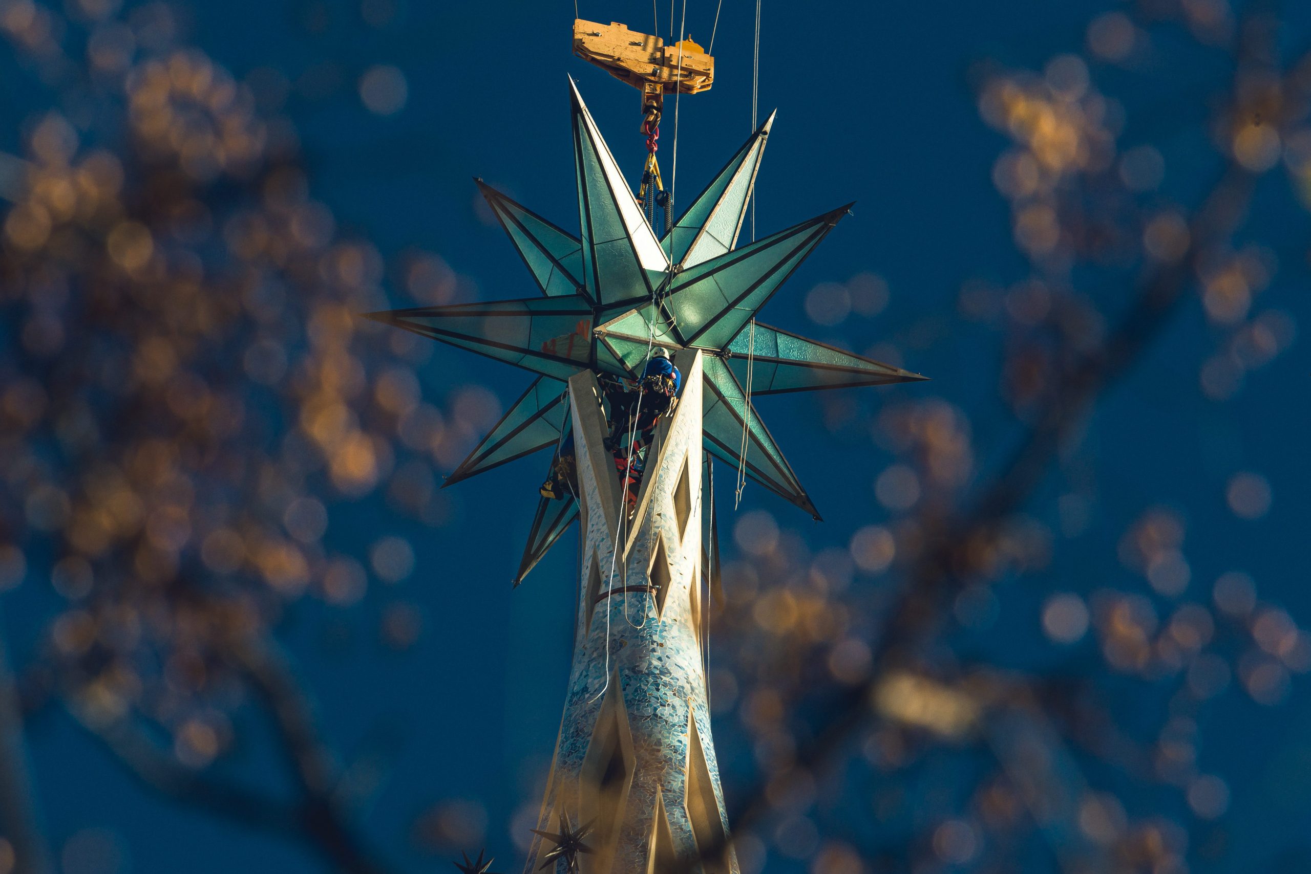 Sagrada Familia Cross Of Virgin Mary's Spire Installed