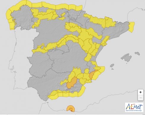 Mapa Nivel Amarillo Y Naranja Lluvias