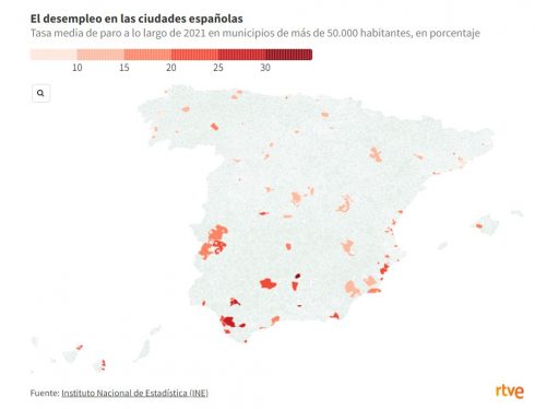 Unemployment Rate In Towns Across Spain