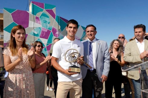 Tennis Star Carlos Alcaraz Attends Unveiling Of Massive Tribute Mural In Home Town In Spain's Murcia