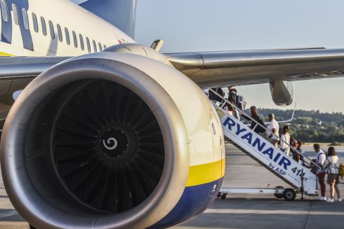 Passengers Boarding Ryanair Airplane