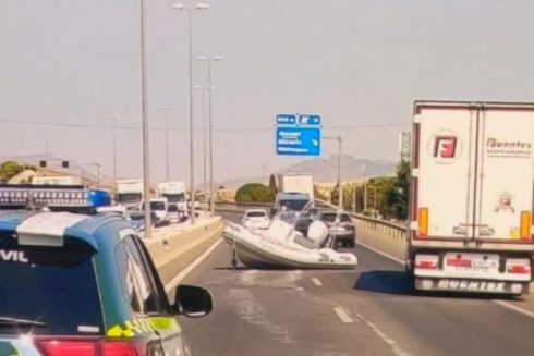 Large Inflatable Boat Causes Traffic Chaos On Costa Blanca Road In Spain