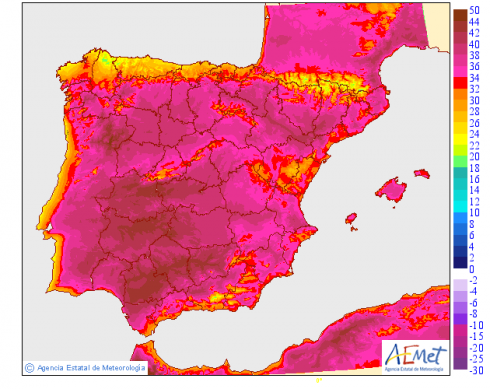 Aemet weather map temperatures August 2