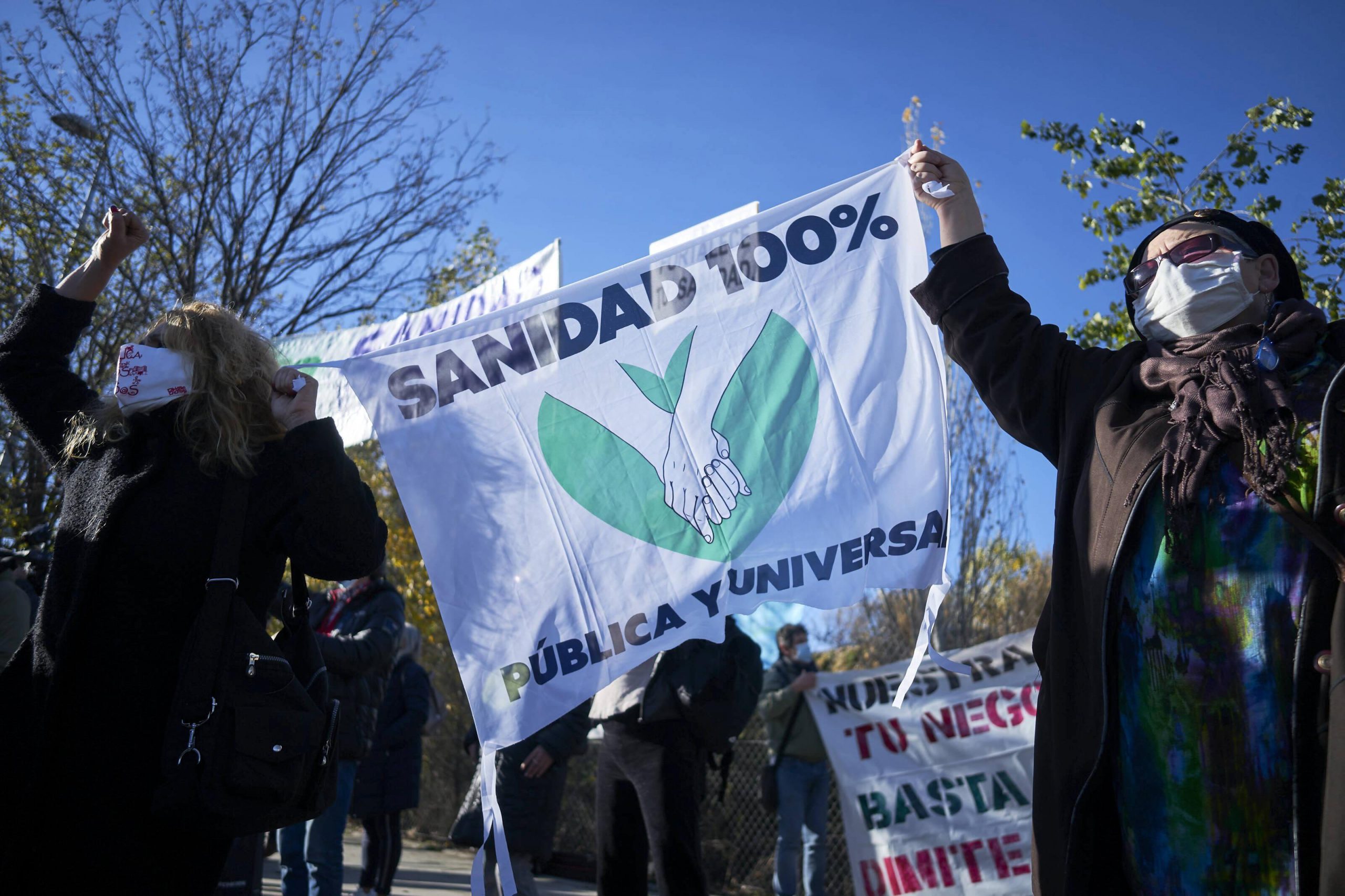 Demonstration Against Opening Of New Pandemic Hospital, Valdebebas, Spain Dec 01 2020 Valdebebas, Spain. 01 December,