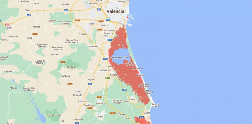 Areas of Spain that could be underwater by 2050 if sea levels keep