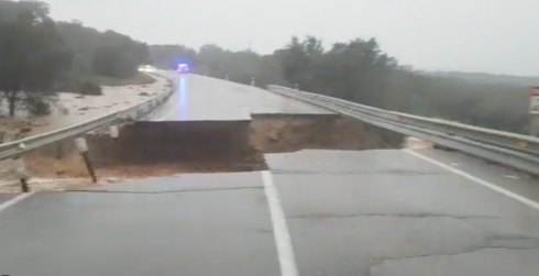 Road swept away in Extremadura