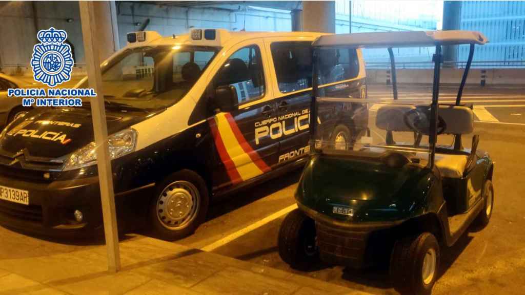 Golf Buggy Thief Stopped From Leaving It On Second Floor Car Park Of Costa Blanca Airport In Spain