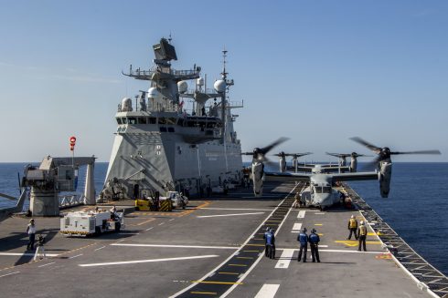 Trident Juncture 15: Spanish Amphib Welcomes U.s. Ospreys