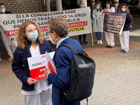 Medics Demonstrate Outside Troubled Costa Blanca Hospital In Spain During Valencia Health Minister Visit
