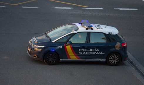 Automóvil De La Policía Nacional Española En Valencia